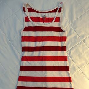 Red and White Fitted Sleeveless Tank Top